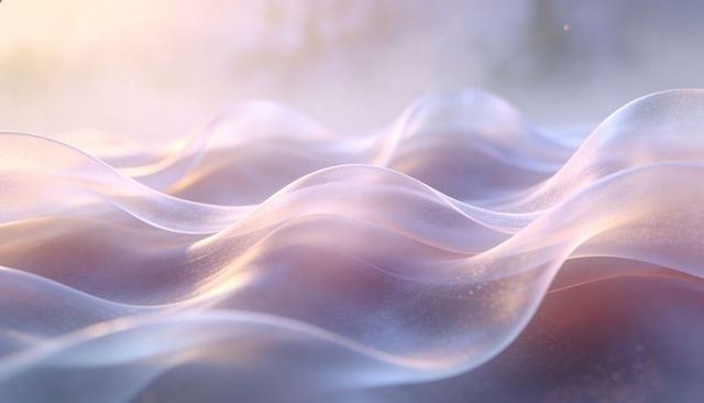 Ethereal Translucent Waves Flowing in Pastel Light, Soft Bokeh Gradient Abstract Texture