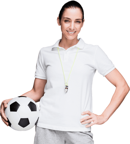 female coach holding soccer ball smiling confidently transparent - Download Free Stock Videos Pikwizard.com