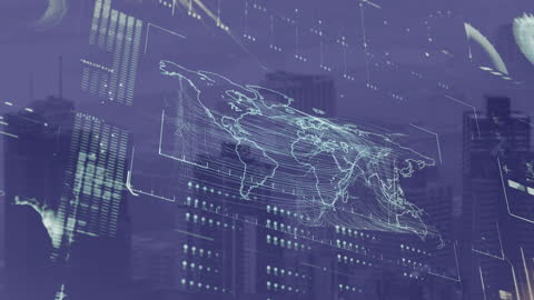 Futuristic Data Processing with Global Map Overlay