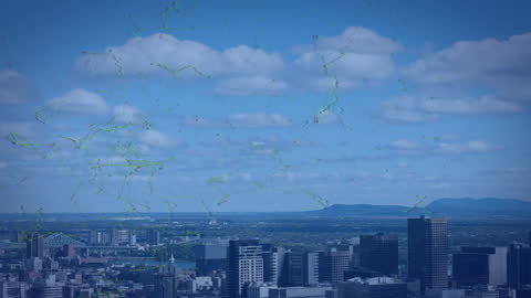 Animation of Network Connections Over Cityscape