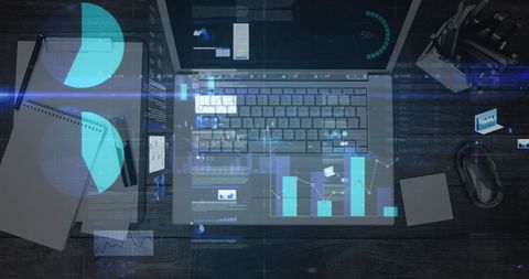 Analytical Data Over Transparent Laptop Workspace - Download Free Stock Images Pikwizard.com