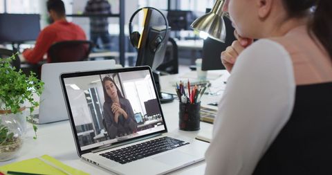 Professional Videocall in Modern Office Setting - Download Free Stock Images Pikwizard.com