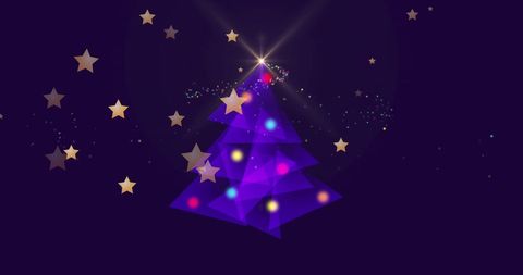 Digital Christmas Tree with Snow and Stars Festivity Concept - Download Free Stock Images Pikwizard.com