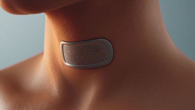 Noninvasive throat sensor patch on neck for continuous voice and vital signs monitoring