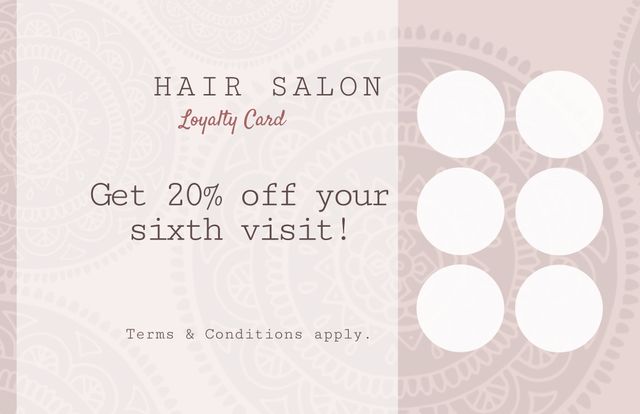 Elegant Hair Salon Loyalty Card Template with Visit Discount Offer - Download Free Stock Templates Pikwizard.com