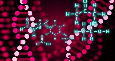 digital dna strands and chemical structures in virtual space - Download Free Stock Images Pikwizard.com