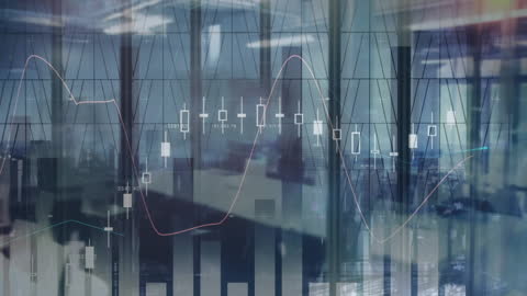 Financial Data Analysis Overlay in Modern Office