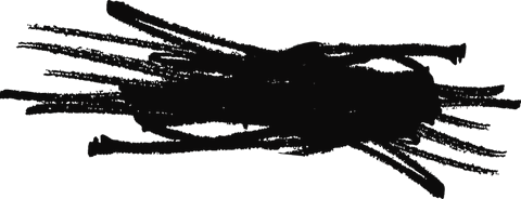 Abstract black brush stroke cluster on transparent background