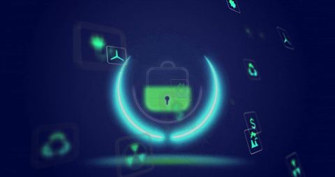 abstract cybersecurity and data protection concept with lock icon - Download Free Stock Images Pikwizard.com