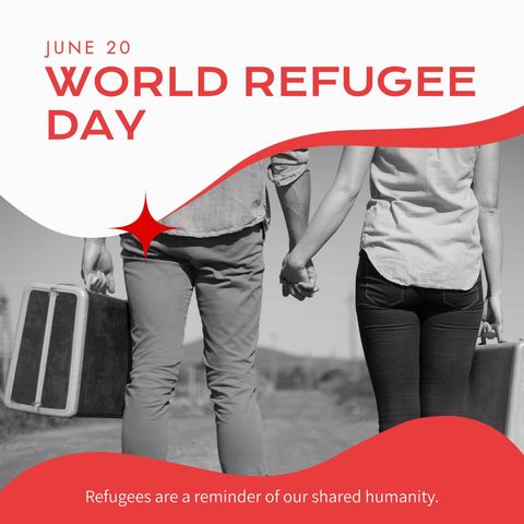 world refugee day commemoration with holding hands symbolism - Download Free Stock Templates Pikwizard.com