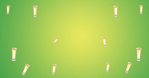 Floating Beer Glasses on Gradient Green Background