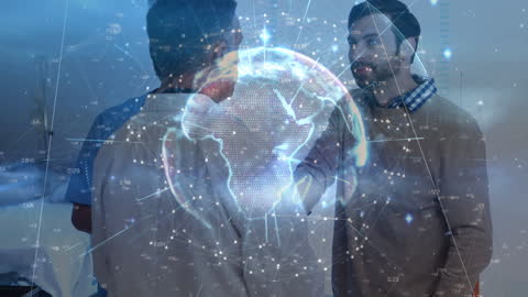 Futuristic Medical Discussion with Global Technology Interface