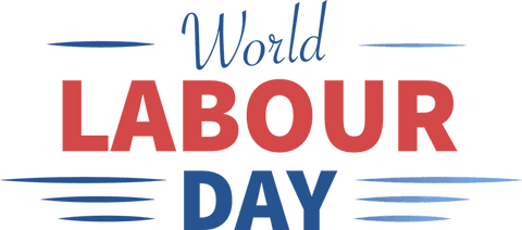 World labour day banner with colorful brush strokes transparent design