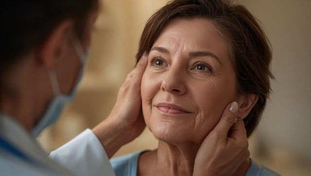Doctor examining senior patient during medical consultation