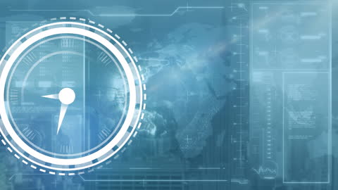 Digital Clock and Data Processing Interface Animation