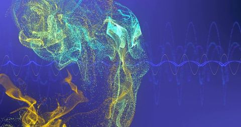 Futuristic Particle Cloud with Vibrant Waveform Motion for Digital Technology Background