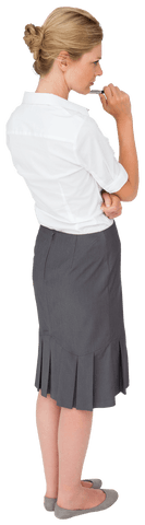 Serious Caucasian Businesswoman Contemplating Transparent Background