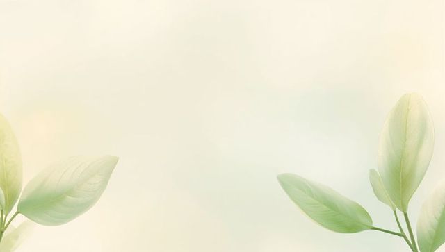 Soft green leaves on warm pastel gradient backdrop for minimalist botanical design