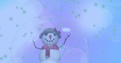 Festive Snowwoman with Falling Snowflakes in Winter Wonderland - Download Free Stock Images Pikwizard.com