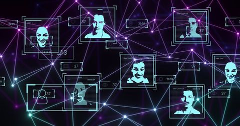 Digital Network with Biometric Facial Connections Background - Download Free Stock Images Pikwizard.com