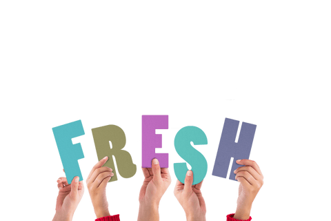 Hands Holding Artistic FRESH Message on Transparent Background - Download Free Stock Videos Pikwizard.com