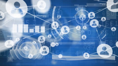 Digital Network and Data Processing Interface Animation
