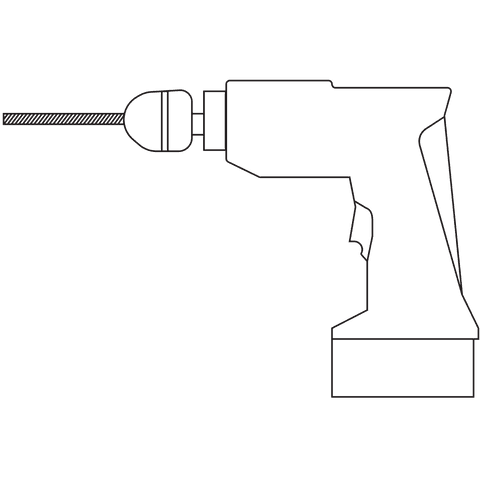 Transparent outline of electric drill icon on transparent background