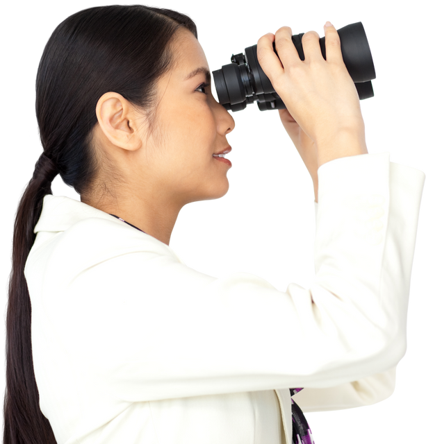 Transparent Image of Asian Businesswoman Using Binoculars Isolated - Download Free Stock Videos Pikwizard.com