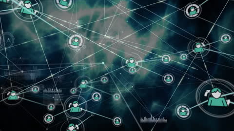 Global Network Connection with Social Icons Overlay