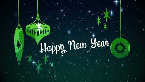 Festive Baubles and Stars New Year Greeting Animation