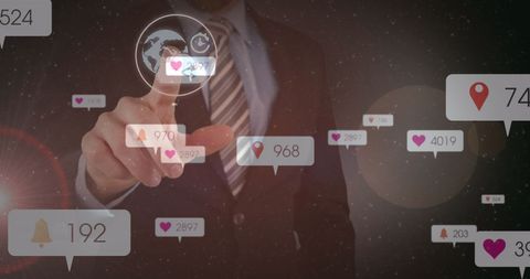 businessman using interactive digital interface for social media - Download Free Stock Images Pikwizard.com