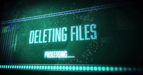 Deleting Files Interface Showing Processing Progress Bars Neon Teal Futuristic HUD