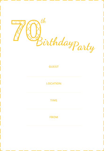 Transparent 70th Birthday Party Invitation in Yellow - Download Free Stock Videos Pikwizard.com