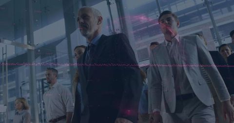 Business People with Digital Financial Data Overlay