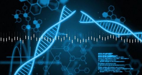Futuristic Biotechnology Concept with DNA and Data Elements