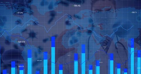 Global Financial Data Analysis with Graphs and World Map Overlay - Download Free Stock Images Pikwizard.com