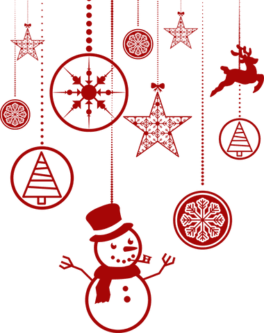 Transparent Holiday Spirit with Red Christmas Hanging Elements