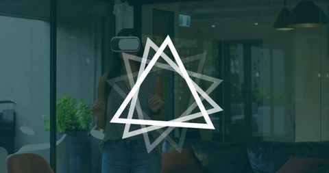 Woman experiencing vr technology in modern office