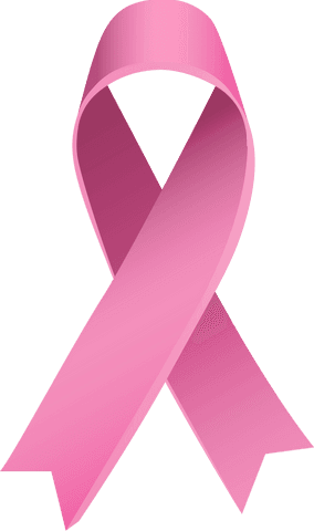Pink Cancer Awareness Ribbon on Transparent Background