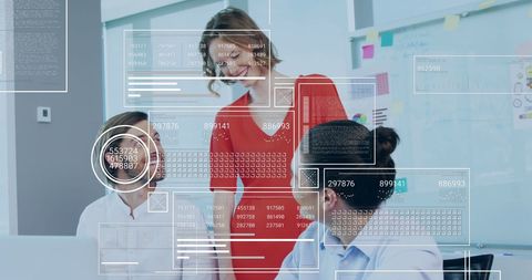 business team engaging in financial data analysis with digital interface - Download Free Stock Images Pikwizard.com