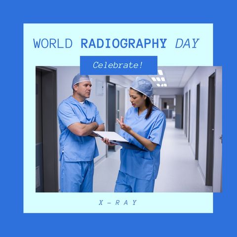doctors discussing diagnostic radiology on world radiography day - Download Free Stock Templates Pikwizard.com