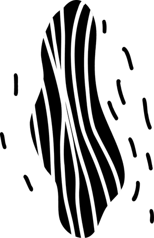 Abstract amoeba design with white stripes on transparent background