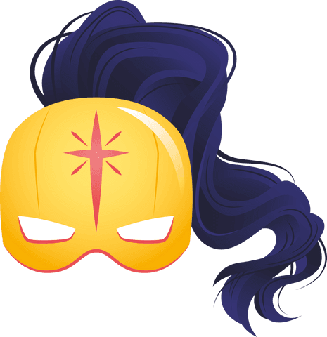 Yellow Superhero Mask and Blue Hair Illustration on Transparent Background - Download Free Stock Videos Pikwizard.com