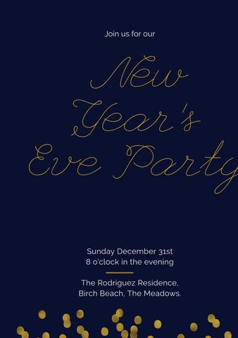 elegant new year's eve invitation with gold script - Download Free Stock Templates Pikwizard.com