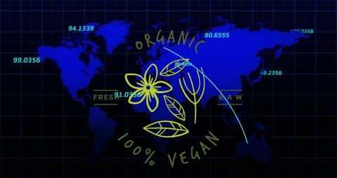 Covid Cell Animation Over Digital World Map