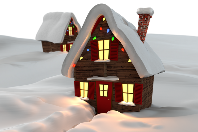 Transparent Christmas Houses Blanketed in Snow with Colorful Lights - Download Free Stock Videos Pikwizard.com