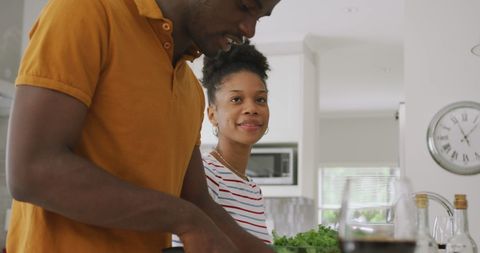 Cheerful Couple Cooking Together in Modern Kitchen
