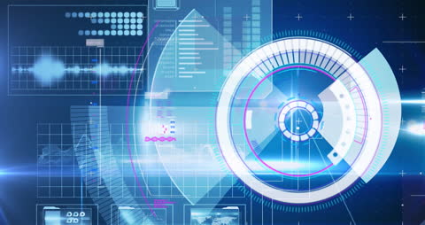 Futuristic Interface Displaying Digital Data Processing
