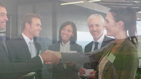 Double Exposure of Business Team and Landscape