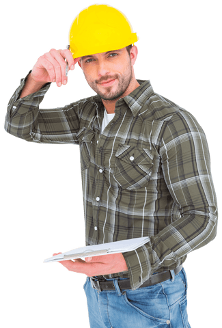 handyman smiling in transparent background holding clipboard - Download Free Stock Videos Pikwizard.com